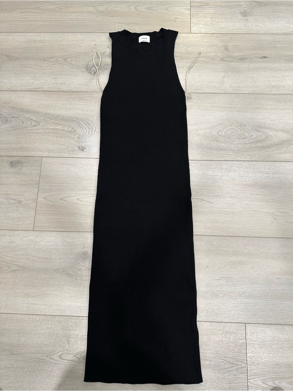 Aritzia Wilfred Black Ribbed Knit Maxi Dress Size S